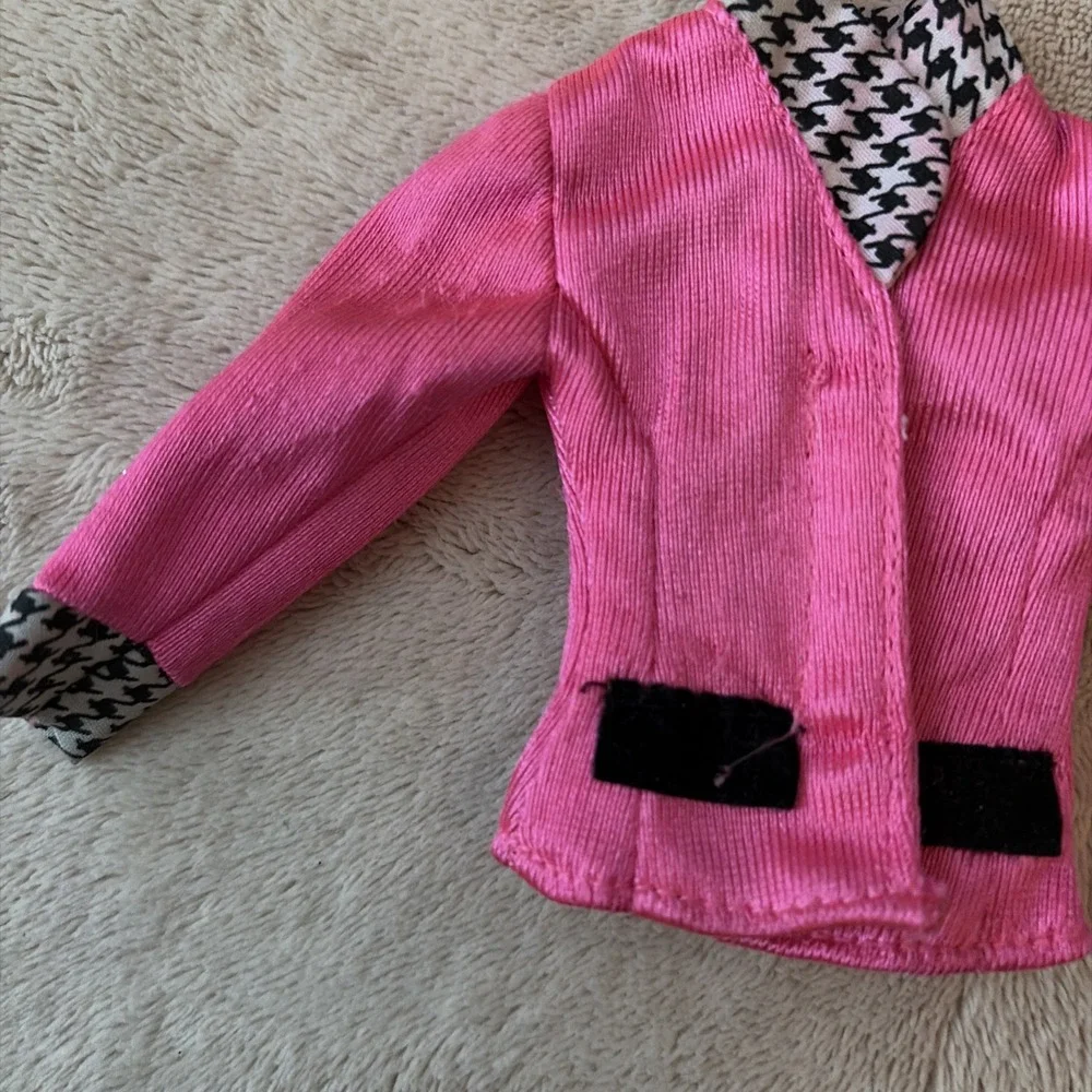 Vintage Barbie Clothes 1993 Pink Houndstooth Blazer Jacket B11 - Picture 4 of 8